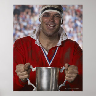 Rugby-spelartroféer i kopp, porträtt poster