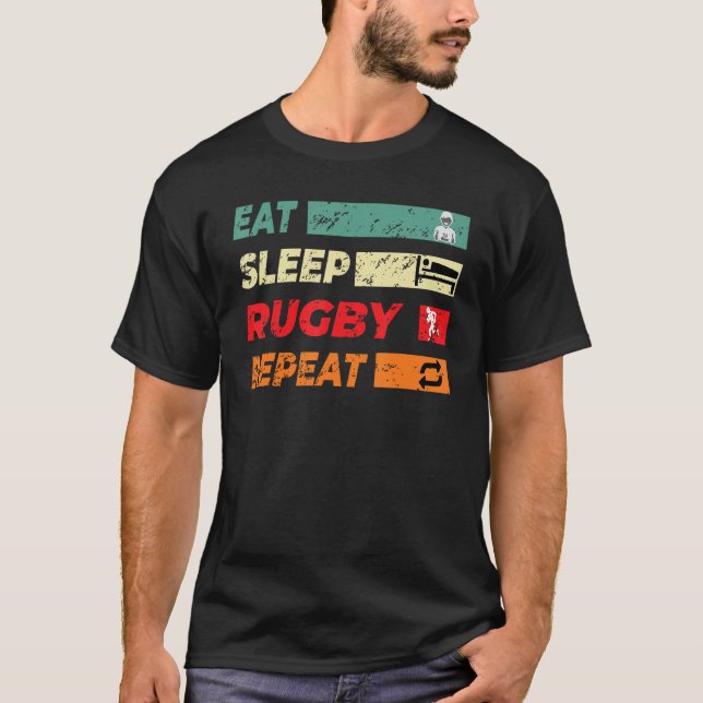 Rugby Sports Player Eat Ssov Rugby Repeat Manar Wo T Shirt (Framsida)