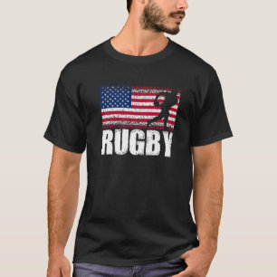 Rugby Sports Retro American Flagga USA Amerika Pre T Shirt