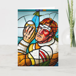 Rugby Stached Glass - Rugby Greeting Card Helgkort