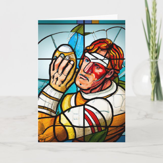 Rugby Stached Glass - Rugby Greeting Card Helgkort (Framsida)