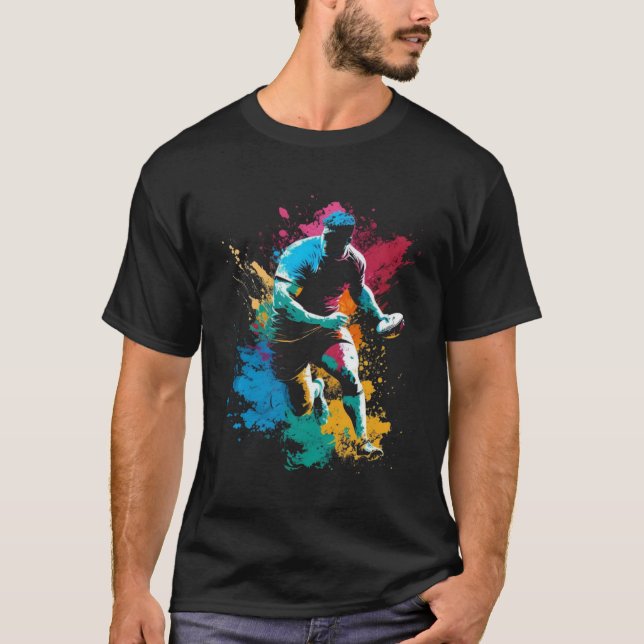 Rugby Stänk Rugger Retro Rugby Player T Shirt (Framsida)