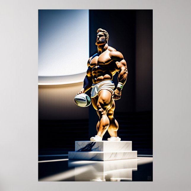 Rugby Statue - Canvas Art Print Poster (Framsidan)