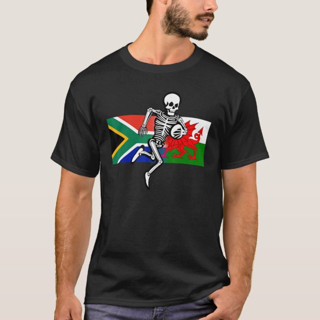 Rugby supporter SA & Wales flaggor & Ben T Shirt (Framsida)