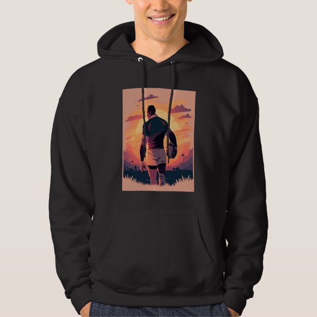 Rugby Team Captain Pop Rugby Player  2 Hoodie (Framsida)