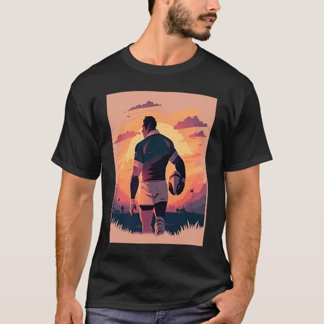 Rugby Team Captain Pop Rugby Player  2 T Shirt (Framsida)