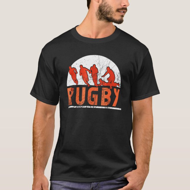 Rugby Vintage Stil T Shirt (Framsida)