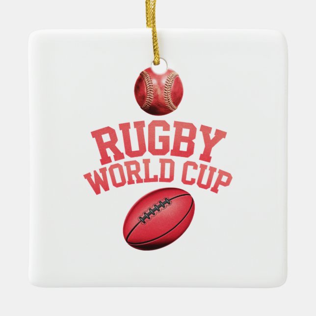 Rugby Vm Logotyp med felaktig placering i Boll Julgransprydnad Keramik (Framsida)