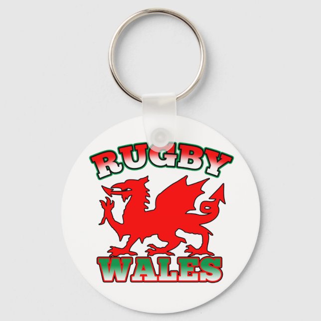 Rugby Wales Flagga Dragon Nyckelring (Framsida)