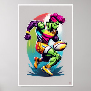 Rugby Warrior Art Skriv ut Poster