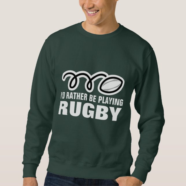 Rugbyfläkt-tröja med rolig citat slogan långärmad tröja (Framsida)