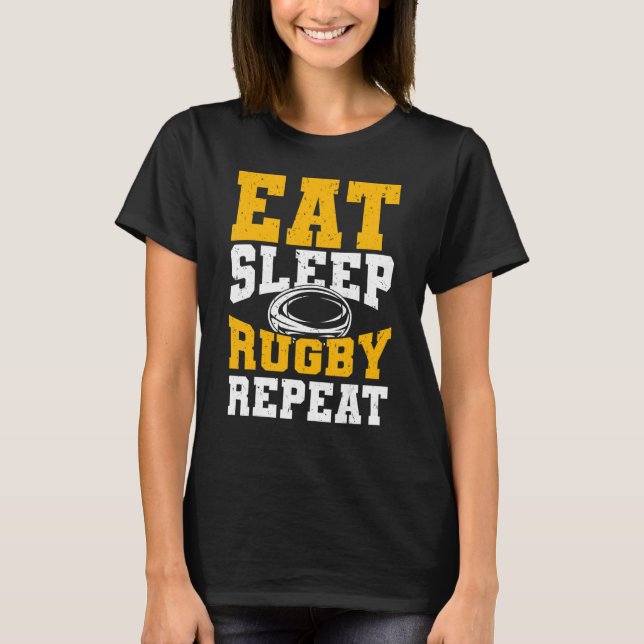 Rugbys Rugby Player Eat Ssov Rugby Repeat T Shirt (Framsida)