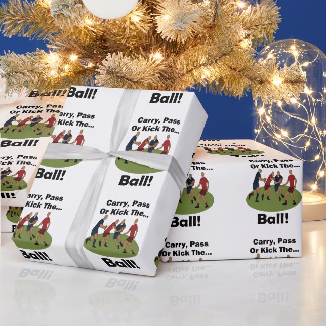 Rugbyspelare Bär Passa Eller Sparka Bollen Party Presentpapper (Helgdagar)