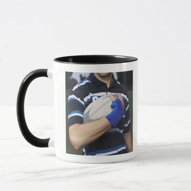 Rugbyspelare med boll mugg (Vänster)
