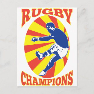 rugbyspelare som sparkar boll retro stil vykort