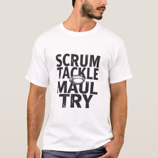 Rugbytypografi, Scrum tackling Maul Try Minimalist T Shirt