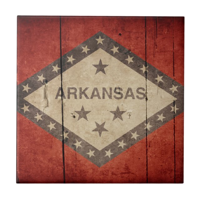 Ruged Arkansas Flagga Kakelplatta (Framsidan)