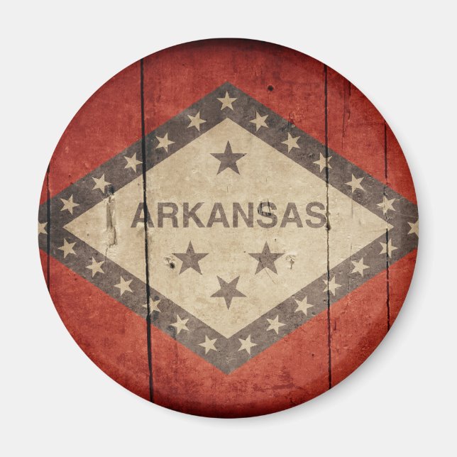 Ruged Arkansas Flagga Magnet (Framsidan)