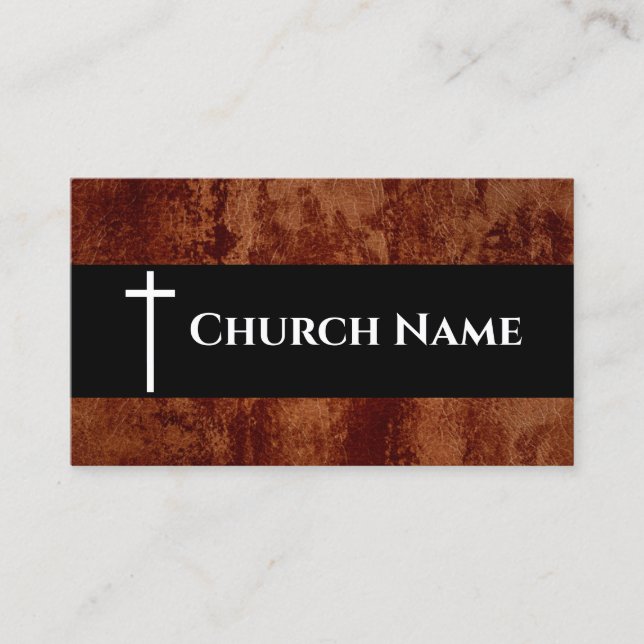 Ruged Church Namn faux Leather Church Visitkort (Framsida)