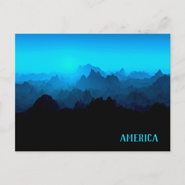 Ruged Smokey Blue Jagged Mountains America Vykort (Framsida)