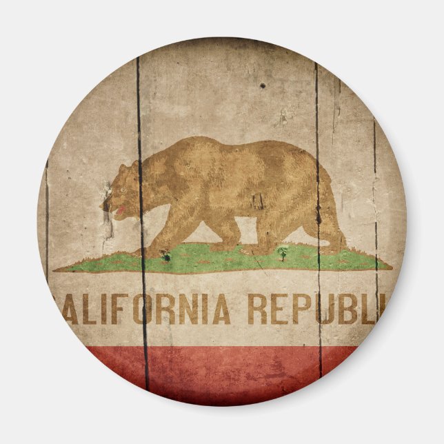 Ruged Wood California Flagga Magnet (Framsidan)