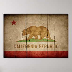 Ruged Wood California Flagga Poster