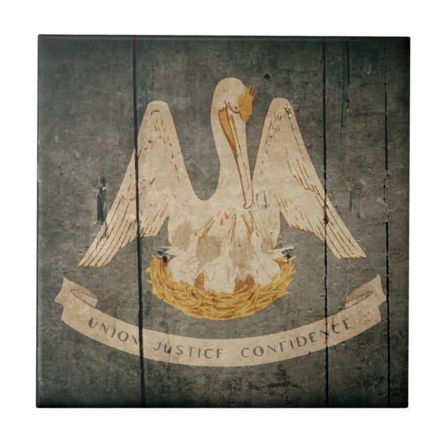 Ruged Wood Louisiana Flagga Kakelplatta (Framsidan)