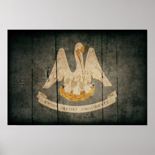 Ruged Wood Louisiana Flagga Poster