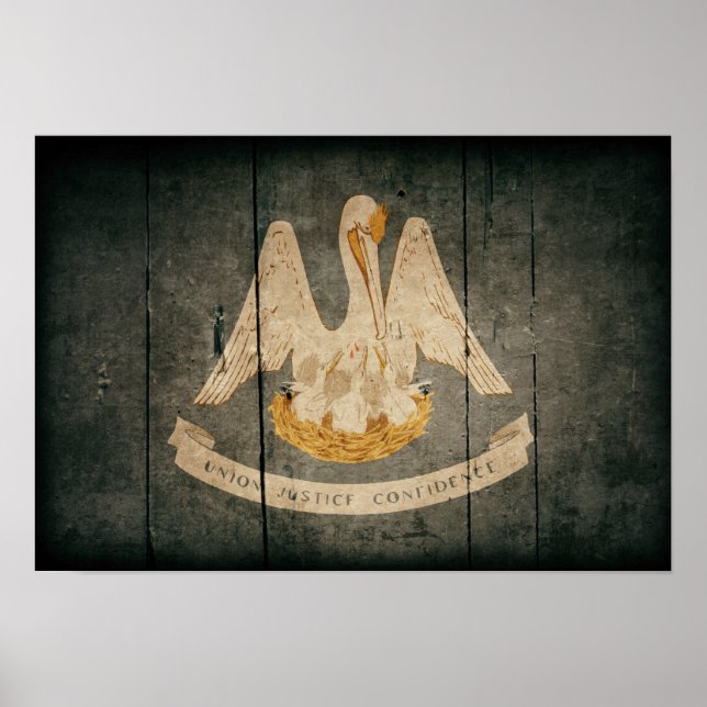Ruged Wood Louisiana Flagga Poster (Framsidan)
