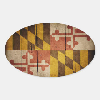 Ruged Wood Maryland Flagga Ovalt Klistermärke
