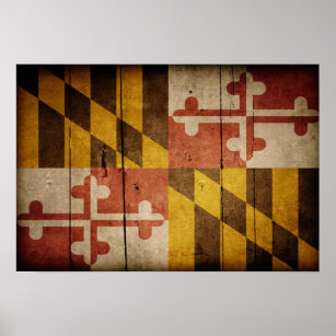 Ruged Wood Maryland Flagga Poster