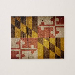 Ruged Wood Maryland Flagga Pussel