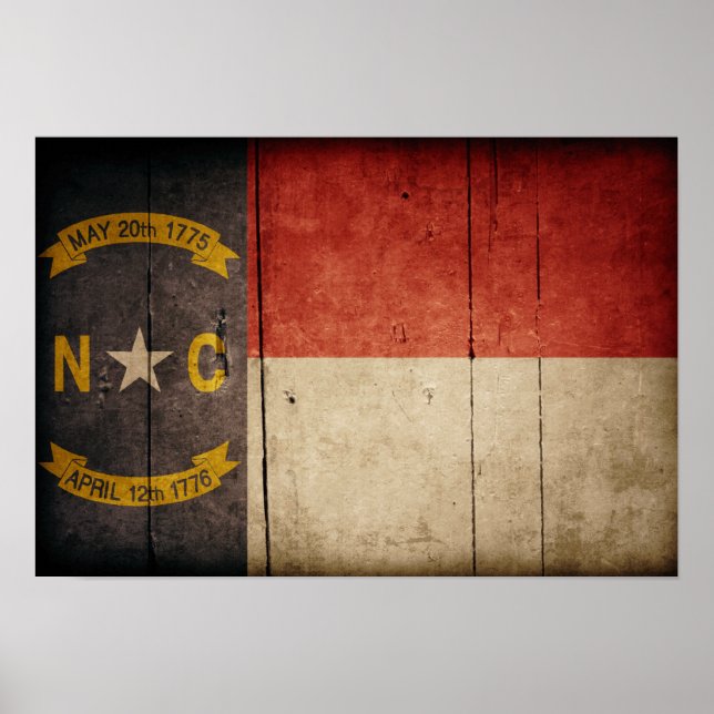 Ruged Wood North Carolina Flagga Poster (Framsidan)