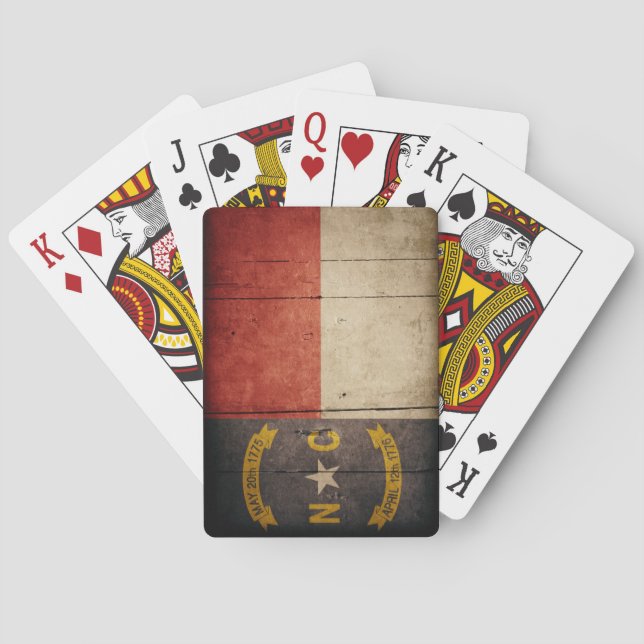 Ruged Wood North Carolina Flagga Spel Kort (Baksidan)
