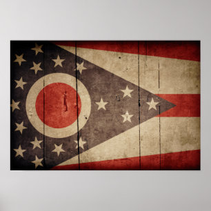 Ruged Wood Ohio Flagga Poster