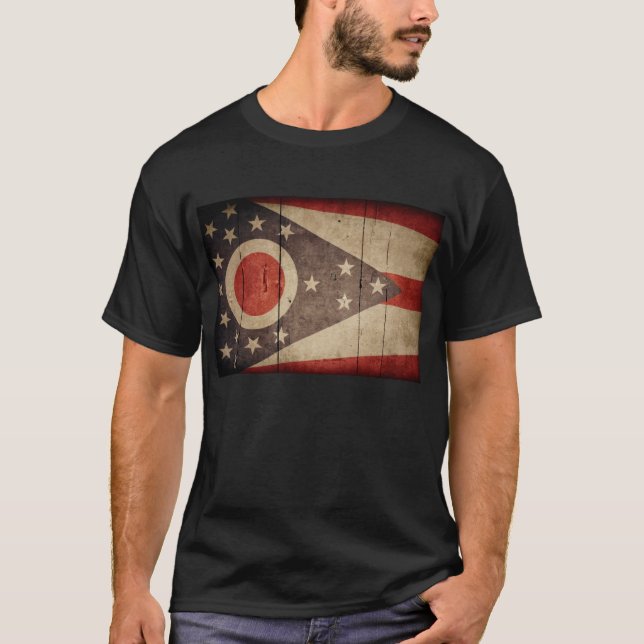 Ruged Wood Ohio Flagga T Shirt (Framsida)
