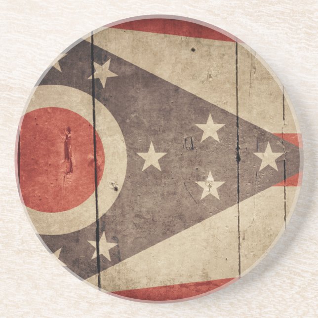 Ruged Wood Ohio Flagga Underlägg Sandsten (Framsidan)