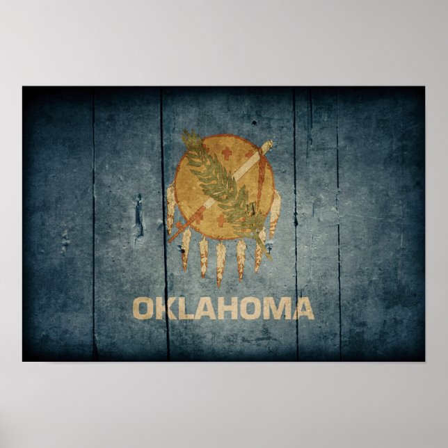 Ruged Wood Oklahoma Flagga Poster (Framsidan)