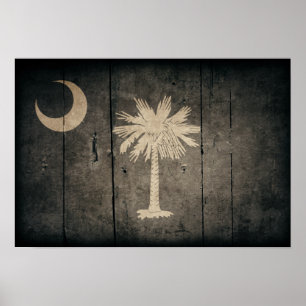 Ruged Wood South Carolina Flagga Poster