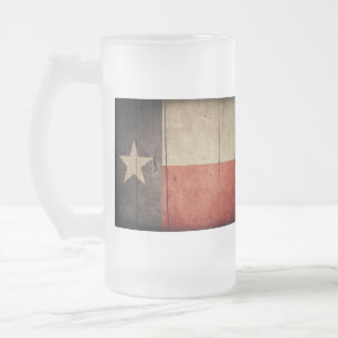 Ruged Wood Texas Flagga Frostat Ölglas