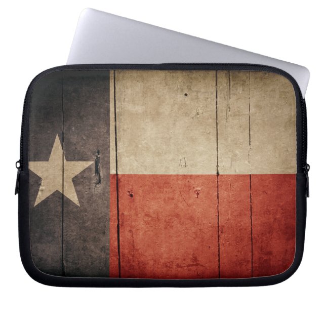 Ruged Wood Texas Flagga Laptop Fodral (Framsidan)