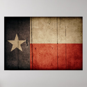 Ruged Wood Texas Flagga Poster