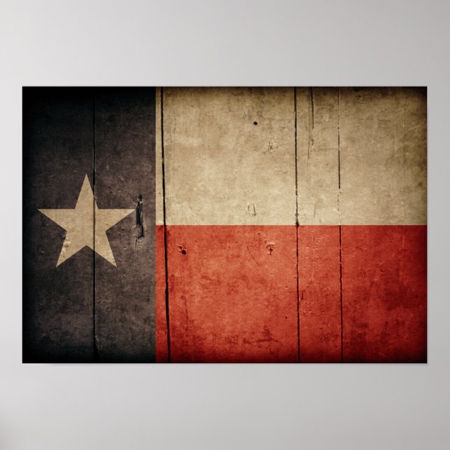 Ruged Wood Texas Flagga Poster (Framsidan)