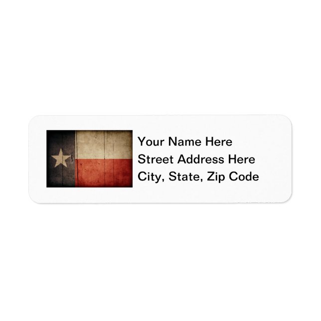 Ruged Wood Texas Flagga Returadress Etikett (Framsidan)