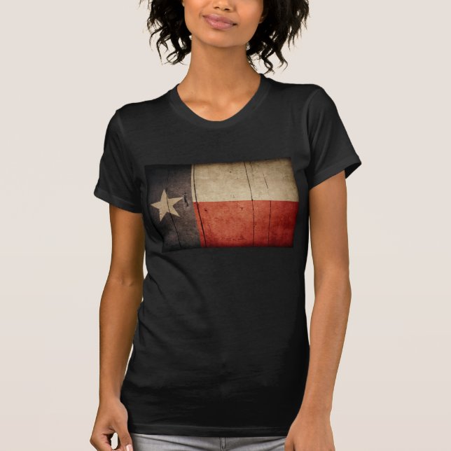 Ruged Wood Texas Flagga T-shirt (Framsida)