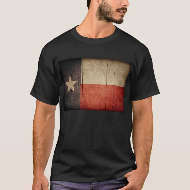 Ruged Wood Texas Flagga Tee Shirt (Framsida)