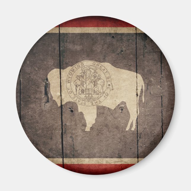 Ruged Wood Wyoming Flagga Magnet (Framsidan)