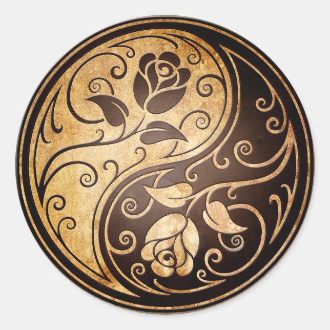 Ruged Yin Yang Ro Runt Klistermärke (Framsida)