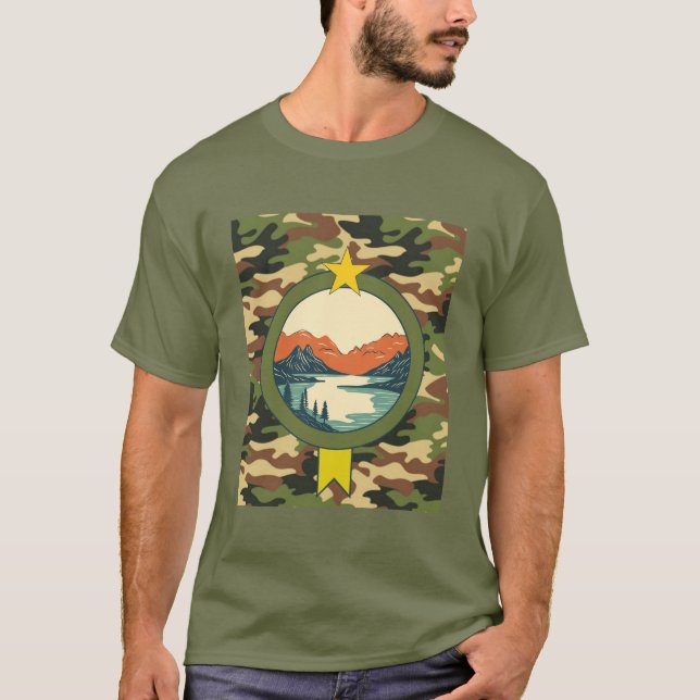 Ruggad armé-Stil Äventyr Camping, Utforska Vild T Shirt (Framsida)