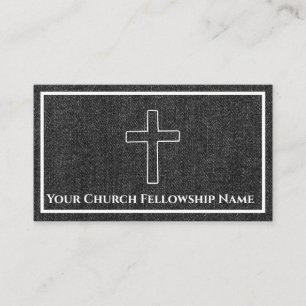 Ruggad Black Denim Kor Outline Church Pastor Visitkort